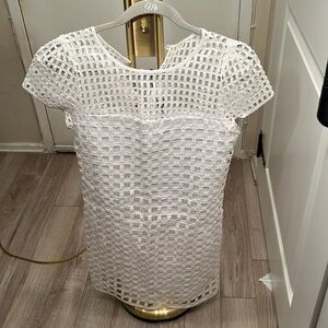 NWT: Milly White Illusion Chloe Dress, netted, cotton/silk size 2 short sleeve